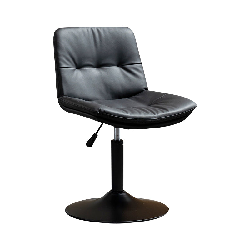 Contemporary Metal Barstool Faux Leather Footrest Adjustable Low Back Counter Stool Black 1 Piece Short Stool(22"H) Clearhalo 'Bar Furniture' 'Bar Stools' 'bar_stools' 'furn' 'furn_bar_stools' 'Furniture' 'Kitchen & Dining Furniture' 5724848