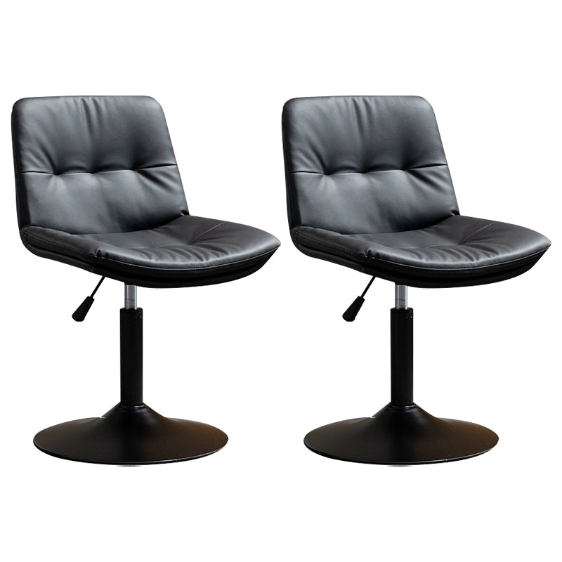 Contemporary Metal Barstool Faux Leather Footrest Adjustable Low Back Counter Stool Black 2 Piece Set Short Stool(22"H) Clearhalo 'Bar Furniture' 'Bar Stools' 'bar_stools' 'furn' 'furn_bar_stools' 'Furniture' 'Kitchen & Dining Furniture' 5724849