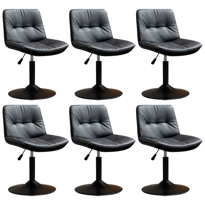 Contemporary Metal Barstool Faux Leather Footrest Adjustable Low Back Counter Stool Black 6 Piece Set Short Stool(22"H) Clearhalo 'Bar Furniture' 'Bar Stools' 'bar_stools' 'furn' 'furn_bar_stools' 'Furniture' 'Kitchen & Dining Furniture' 5724851