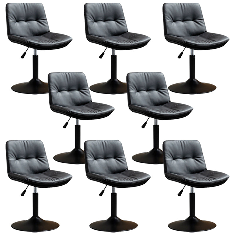 Contemporary Metal Barstool Faux Leather Footrest Adjustable Low Back Counter Stool Black 8 Piece Set Short Stool(22"H) Clearhalo 'Bar Furniture' 'Bar Stools' 'bar_stools' 'furn' 'furn_bar_stools' 'Furniture' 'Kitchen & Dining Furniture' 5724852