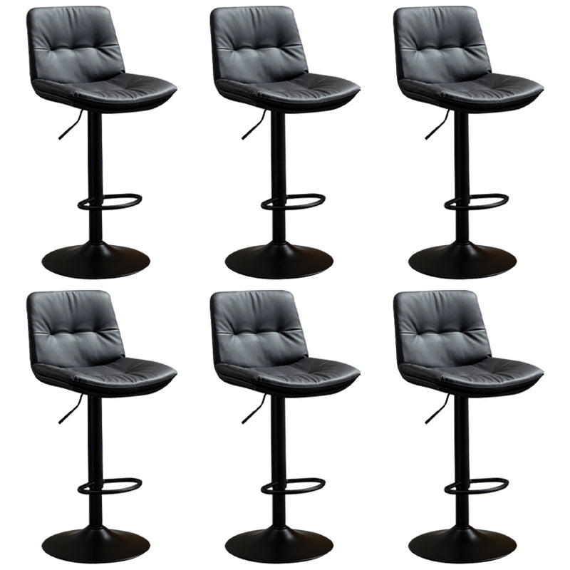 Contemporary Metal Barstool Faux Leather Footrest Adjustable Low Back Counter Stool Black 6 Piece Set Bar Stool(31"H) Clearhalo 'Bar Furniture' 'Bar Stools' 'bar_stools' 'furn' 'furn_bar_stools' 'Furniture' 'Kitchen & Dining Furniture' 5724856