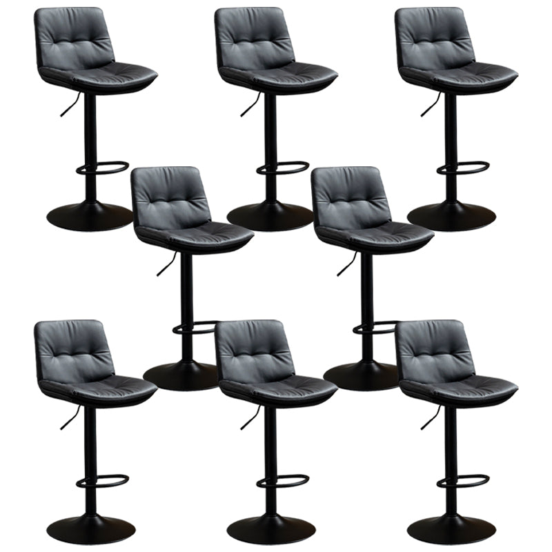 Contemporary Metal Barstool Faux Leather Footrest Adjustable Low Back Counter Stool Black 8 Piece Set Bar Stool(31"H) Clearhalo 'Bar Furniture' 'Bar Stools' 'bar_stools' 'furn' 'furn_bar_stools' 'Furniture' 'Kitchen & Dining Furniture' 5724857
