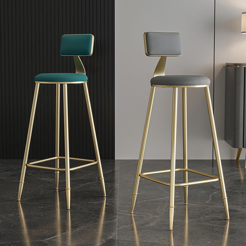 Glam Footrest Counter Stool Fabric Low Back Barstool with 4 Gold Iron Legs Clearhalo 'Bar Furniture' 'Bar Stools' 'bar_stools' 'furn' 'furn_bar_stools' 'Furniture' 'Kitchen & Dining Furniture' 5724921