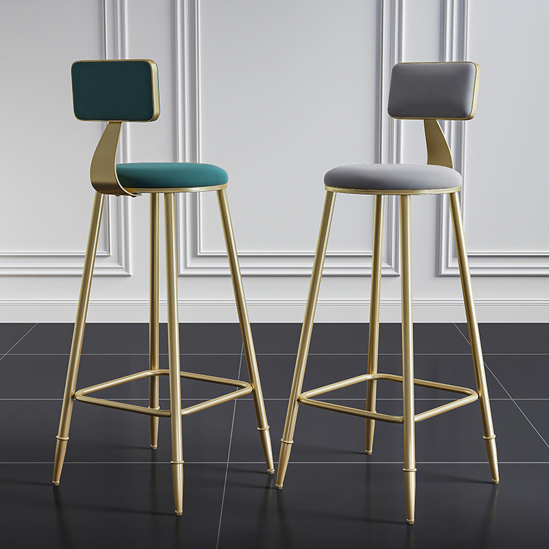 Glam Footrest Counter Stool Fabric Low Back Barstool with 4 Gold Iron Legs Clearhalo 'Bar Furniture' 'Bar Stools' 'bar_stools' 'furn' 'furn_bar_stools' 'Furniture' 'Kitchen & Dining Furniture' 5724924