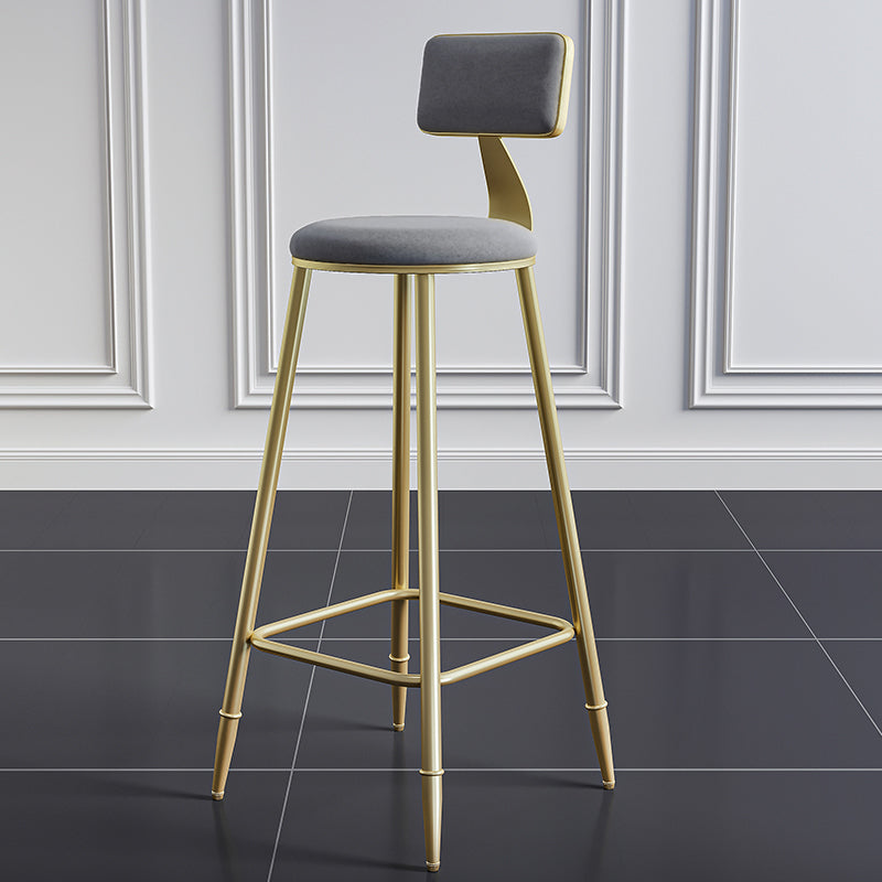 Glam Footrest Counter Stool Fabric Low Back Barstool with 4 Gold Iron Legs Clearhalo 'Bar Furniture' 'Bar Stools' 'bar_stools' 'furn' 'furn_bar_stools' 'Furniture' 'Kitchen & Dining Furniture' 5724925