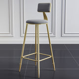 Glam Footrest Counter Stool Fabric Low Back Barstool with 4 Gold Iron Legs