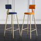 Glam Footrest Counter Stool Fabric Low Back Barstool with 4 Gold Iron Legs Clearhalo 'Bar Furniture' 'Bar Stools' 'bar_stools' 'furn' 'furn_bar_stools' 'Furniture' 'Kitchen & Dining Furniture' 5724927