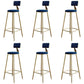 Glam Footrest Counter Stool Fabric Low Back Barstool with 4 Gold Iron Legs Blue 6 Piece Set Clearhalo 'Bar Furniture' 'Bar Stools' 'bar_stools' 'furn' 'furn_bar_stools' 'Furniture' 'Kitchen & Dining Furniture' 5724928