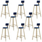 Glam Footrest Counter Stool Fabric Low Back Barstool with 4 Gold Iron Legs Blue 8 Piece Set Clearhalo 'Bar Furniture' 'Bar Stools' 'bar_stools' 'furn' 'furn_bar_stools' 'Furniture' 'Kitchen & Dining Furniture' 5724930