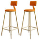 Glam Footrest Counter Stool Fabric Low Back Barstool with 4 Gold Iron Legs Orange 2 Piece Set Clearhalo 'Bar Furniture' 'Bar Stools' 'bar_stools' 'furn' 'furn_bar_stools' 'Furniture' 'Kitchen & Dining Furniture' 5724933
