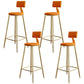 Glam Footrest Counter Stool Fabric Low Back Barstool with 4 Gold Iron Legs Orange 4 Piece Set Clearhalo 'Bar Furniture' 'Bar Stools' 'bar_stools' 'furn' 'furn_bar_stools' 'Furniture' 'Kitchen & Dining Furniture' 5724935