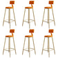 Glam Footrest Counter Stool Fabric Low Back Barstool with 4 Gold Iron Legs Orange 6 Piece Set Clearhalo 'Bar Furniture' 'Bar Stools' 'bar_stools' 'furn' 'furn_bar_stools' 'Furniture' 'Kitchen & Dining Furniture' 5724937