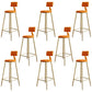 Glam Footrest Counter Stool Fabric Low Back Barstool with 4 Gold Iron Legs Orange 8 Piece Set Clearhalo 'Bar Furniture' 'Bar Stools' 'bar_stools' 'furn' 'furn_bar_stools' 'Furniture' 'Kitchen & Dining Furniture' 5724939