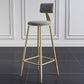 Glam Footrest Counter Stool Fabric Low Back Barstool with 4 Gold Iron Legs Grey 1 Piece Clearhalo 'Bar Furniture' 'Bar Stools' 'bar_stools' 'furn' 'furn_bar_stools' 'Furniture' 'Kitchen & Dining Furniture' 5724941