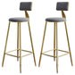 Glam Footrest Counter Stool Fabric Low Back Barstool with 4 Gold Iron Legs Grey 2 Piece Set Clearhalo 'Bar Furniture' 'Bar Stools' 'bar_stools' 'furn' 'furn_bar_stools' 'Furniture' 'Kitchen & Dining Furniture' 5724942