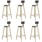 Glam Footrest Counter Stool Fabric Low Back Barstool with 4 Gold Iron Legs Grey 6 Piece Set Clearhalo 'Bar Furniture' 'Bar Stools' 'bar_stools' 'furn' 'furn_bar_stools' 'Furniture' 'Kitchen & Dining Furniture' 5724944