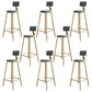 Glam Footrest Counter Stool Fabric Low Back Barstool with 4 Gold Iron Legs Grey 8 Piece Set Clearhalo 'Bar Furniture' 'Bar Stools' 'bar_stools' 'furn' 'furn_bar_stools' 'Furniture' 'Kitchen & Dining Furniture' 5724945