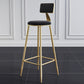 Glam Footrest Counter Stool Fabric Low Back Barstool with 4 Gold Iron Legs Black 1 Piece Clearhalo 'Bar Furniture' 'Bar Stools' 'bar_stools' 'furn' 'furn_bar_stools' 'Furniture' 'Kitchen & Dining Furniture' 5724946