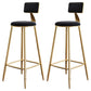 Glam Footrest Counter Stool Fabric Low Back Barstool with 4 Gold Iron Legs Black 2 Piece Set Clearhalo 'Bar Furniture' 'Bar Stools' 'bar_stools' 'furn' 'furn_bar_stools' 'Furniture' 'Kitchen & Dining Furniture' 5724947