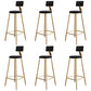 Glam Footrest Counter Stool Fabric Low Back Barstool with 4 Gold Iron Legs Black 6 Piece Set Clearhalo 'Bar Furniture' 'Bar Stools' 'bar_stools' 'furn' 'furn_bar_stools' 'Furniture' 'Kitchen & Dining Furniture' 5724949