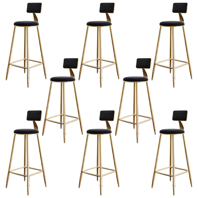 Glam Footrest Counter Stool Fabric Low Back Barstool with 4 Gold Iron Legs Black 8 Piece Set Clearhalo 'Bar Furniture' 'Bar Stools' 'bar_stools' 'furn' 'furn_bar_stools' 'Furniture' 'Kitchen & Dining Furniture' 5724950