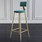 Glam Footrest Counter Stool Fabric Low Back Barstool with 4 Gold Iron Legs Green 1 Piece Clearhalo 'Bar Furniture' 'Bar Stools' 'bar_stools' 'furn' 'furn_bar_stools' 'Furniture' 'Kitchen & Dining Furniture' 5724951