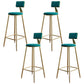 Glam Footrest Counter Stool Fabric Low Back Barstool with 4 Gold Iron Legs Green 4 Piece Set Clearhalo 'Bar Furniture' 'Bar Stools' 'bar_stools' 'furn' 'furn_bar_stools' 'Furniture' 'Kitchen & Dining Furniture' 5724953
