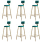 Glam Footrest Counter Stool Fabric Low Back Barstool with 4 Gold Iron Legs Green 6 Piece Set Clearhalo 'Bar Furniture' 'Bar Stools' 'bar_stools' 'furn' 'furn_bar_stools' 'Furniture' 'Kitchen & Dining Furniture' 5724954