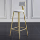 Glam Footrest Counter Stool Fabric Low Back Barstool with 4 Gold Iron Legs White 1 Piece Clearhalo 'Bar Furniture' 'Bar Stools' 'bar_stools' 'furn' 'furn_bar_stools' 'Furniture' 'Kitchen & Dining Furniture' 5724956