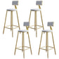 Glam Footrest Counter Stool Fabric Low Back Barstool with 4 Gold Iron Legs White 4 Piece Set Clearhalo 'Bar Furniture' 'Bar Stools' 'bar_stools' 'furn' 'furn_bar_stools' 'Furniture' 'Kitchen & Dining Furniture' 5724958