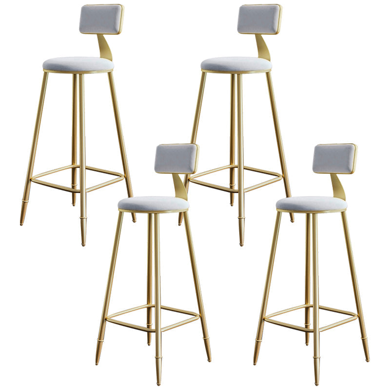 Glam Footrest Counter Stool Fabric Low Back Barstool with 4 Gold Iron Legs White 4 Piece Set Clearhalo 'Bar Furniture' 'Bar Stools' 'bar_stools' 'furn' 'furn_bar_stools' 'Furniture' 'Kitchen & Dining Furniture' 5724958