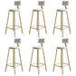 Glam Footrest Counter Stool Fabric Low Back Barstool with 4 Gold Iron Legs White 6 Piece Set Clearhalo 'Bar Furniture' 'Bar Stools' 'bar_stools' 'furn' 'furn_bar_stools' 'Furniture' 'Kitchen & Dining Furniture' 5724959