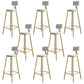 Glam Footrest Counter Stool Fabric Low Back Barstool with 4 Gold Iron Legs White 8 Piece Set Clearhalo 'Bar Furniture' 'Bar Stools' 'bar_stools' 'furn' 'furn_bar_stools' 'Furniture' 'Kitchen & Dining Furniture' 5724960