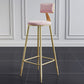 Glam Footrest Counter Stool Fabric Low Back Barstool with 4 Gold Iron Legs Pink 1 Piece Clearhalo 'Bar Furniture' 'Bar Stools' 'bar_stools' 'furn' 'furn_bar_stools' 'Furniture' 'Kitchen & Dining Furniture' 5724961