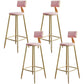 Glam Footrest Counter Stool Fabric Low Back Barstool with 4 Gold Iron Legs Pink 4 Piece Set Clearhalo 'Bar Furniture' 'Bar Stools' 'bar_stools' 'furn' 'furn_bar_stools' 'Furniture' 'Kitchen & Dining Furniture' 5724963