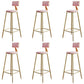 Glam Footrest Counter Stool Fabric Low Back Barstool with 4 Gold Iron Legs Pink 6 Piece Set Clearhalo 'Bar Furniture' 'Bar Stools' 'bar_stools' 'furn' 'furn_bar_stools' 'Furniture' 'Kitchen & Dining Furniture' 5724964