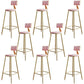 Glam Footrest Counter Stool Fabric Low Back Barstool with 4 Gold Iron Legs Pink 8 Piece Set Clearhalo 'Bar Furniture' 'Bar Stools' 'bar_stools' 'furn' 'furn_bar_stools' 'Furniture' 'Kitchen & Dining Furniture' 5724965