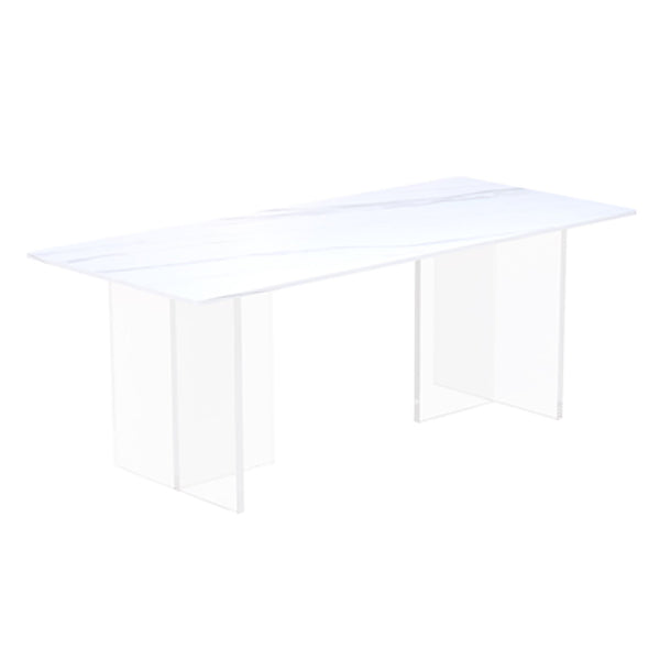 Modern 1/5 Pieces Dining Set Rectangle Stone Dining Table for Dining Room White 70.9"L x 35.4"W Clearhalo 'Dining Room Sets' 'Dining Tables & Seating' 'dining_room_set' 'furn' 'furn_dining_room_set' 'Furniture' 'Kitchen & Dining Furniture' 5724989