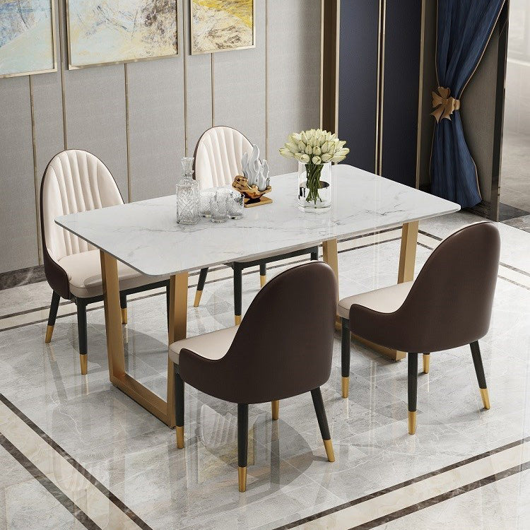 Nordic 1/2/5/7 Pieces Dining Set Rectangle Stone Dining Table for Dining Room Clearhalo 'Dining Room Sets' 'Dining Tables & Seating' 'dining_room_set' 'furn' 'furn_dining_room_set' 'Furniture' 'Kitchen & Dining Furniture' 5725005
