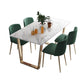 Nordic 1/2/5/7 Pieces Dining Set Rectangle Stone Dining Table for Dining Room 5 Pieces: Table, 4 Green Chairs Clearhalo 'Dining Room Sets' 'Dining Tables & Seating' 'dining_room_set' 'furn' 'furn_dining_room_set' 'Furniture' 'Kitchen & Dining Furniture' 5725010