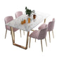 Nordic 1/2/5/7 Pieces Dining Set Rectangle Stone Dining Table for Dining Room 5 Pieces: Table, 4 Pink Chairs Clearhalo 'Dining Room Sets' 'Dining Tables & Seating' 'dining_room_set' 'furn' 'furn_dining_room_set' 'Furniture' 'Kitchen & Dining Furniture' 5725012