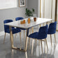 Nordic 1/2/5/7 Pieces Dining Set Rectangle Stone Dining Table for Dining Room 5 Pieces: Table, 4 Blue Chairs Clearhalo 'Dining Room Sets' 'Dining Tables & Seating' 'dining_room_set' 'furn' 'furn_dining_room_set' 'Furniture' 'Kitchen & Dining Furniture' 5725013