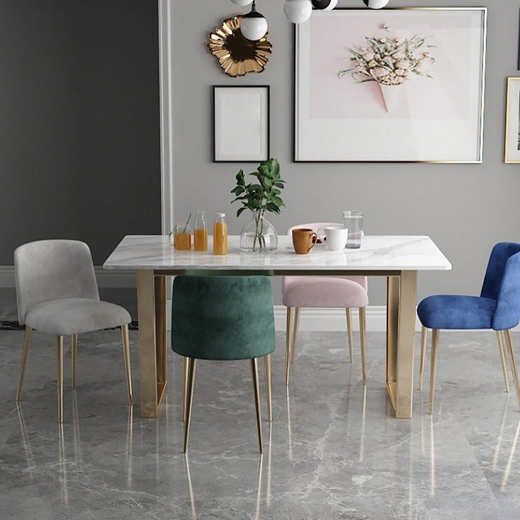 Nordic 1/2/5/7 Pieces Dining Set Rectangle Stone Dining Table for Dining Room 5 Pieces: Table, 4 Chairs Clearhalo 'Dining Room Sets' 'Dining Tables & Seating' 'dining_room_set' 'furn' 'furn_dining_room_set' 'Furniture' 'Kitchen & Dining Furniture' 5725016