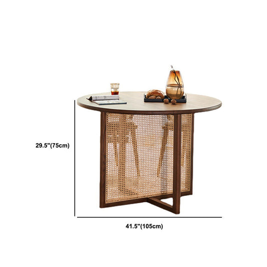 ソリッドウッドダイニングセット1/2/5 PCSラウンドラタンダイニングテーブルと椅子