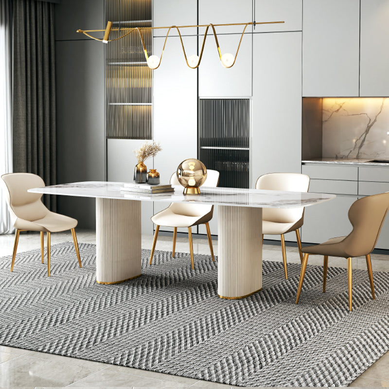 Ensemble de table ovale en pierre frittée de style Glam nordique, ensemble de 1/4/5/7 pièces