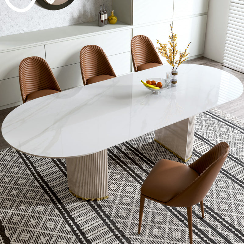 Ensemble de table ovale en pierre frittée de style Glam nordique, ensemble de 1/4/5/7 pièces