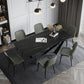 Rectangle Dining Table Set 1/2/7 Pcs Sintered Stone Table with Wingback Chairs 7 Pieces: Table, 6 Green Chairs Clearhalo 'Dining Room Sets' 'Dining Tables & Seating' 'dining_room_set' 'furn' 'furn_dining_room_set' 'Furniture' 'Kitchen & Dining Furniture' 5725103