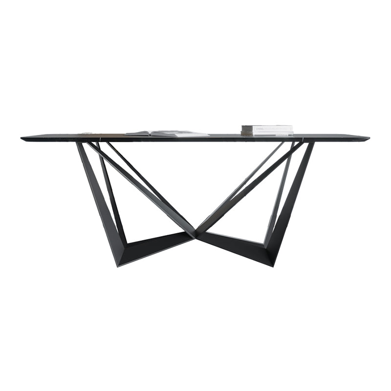 Rectangle Dining Table Set 1/2/7 Pcs Sintered Stone Table with Wingback Chairs Clearhalo 'Dining Room Sets' 'Dining Tables & Seating' 'dining_room_set' 'furn' 'furn_dining_room_set' 'Furniture' 'Kitchen & Dining Furniture' 5725106