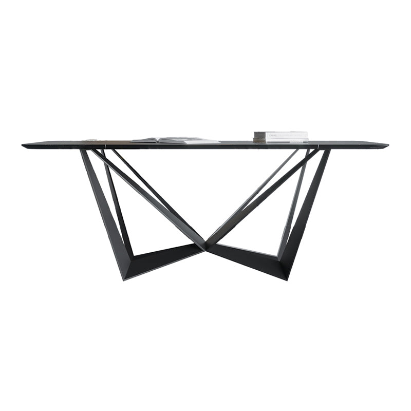 Rectangle Dining Table Set 1/2/7 Pcs Sintered Stone Table with Wingback Chairs Clearhalo 'Dining Room Sets' 'Dining Tables & Seating' 'dining_room_set' 'furn' 'furn_dining_room_set' 'Furniture' 'Kitchen & Dining Furniture' 5725109