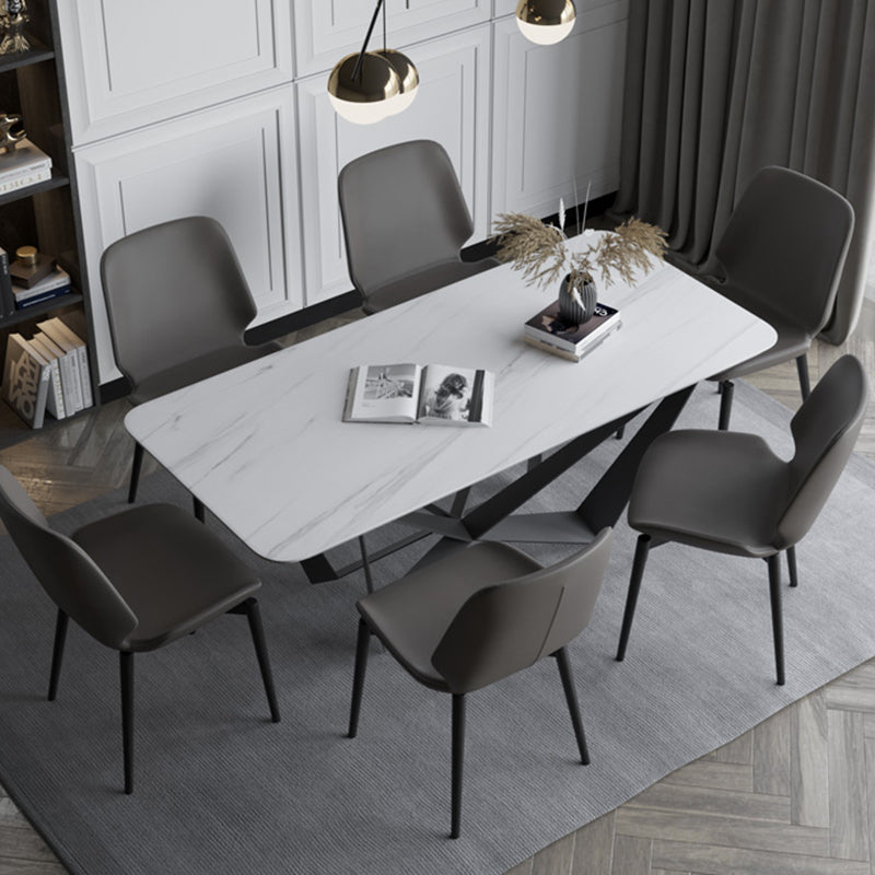 Rectangle Dining Table Set 1/2/7 Pcs Sintered Stone Table with Wingback Chairs Clearhalo 'Dining Room Sets' 'Dining Tables & Seating' 'dining_room_set' 'furn' 'furn_dining_room_set' 'Furniture' 'Kitchen & Dining Furniture' 5725111